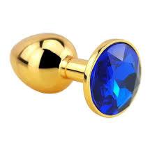 Plug anal diamant doré et bleu